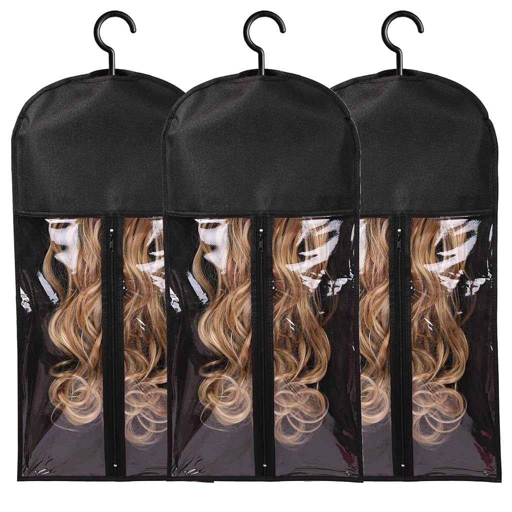 HASTHIP® 3 bolsas para guardar extensiones de cabello y pelucas HASTHIP® 3 bolsas para guardar extensiones de cabello y pelucas